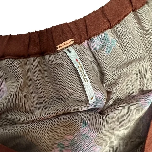 FINAL NWOT FP Florence Mesh Floral Crop Top/Mini Skirt Set m Cocoa combo - Picture 8 of 14